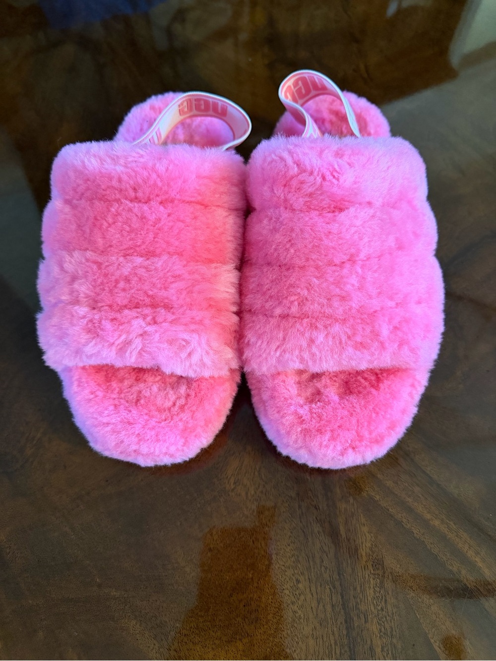 UGG Pink Fluff Slide Slippers